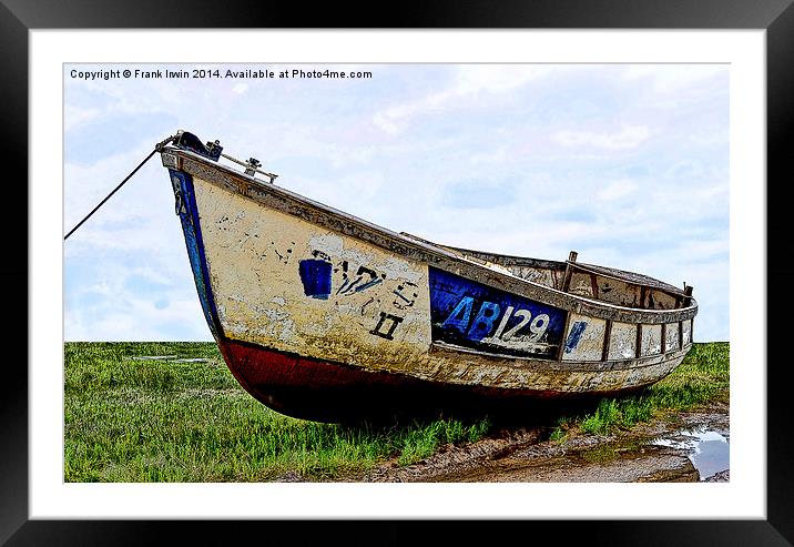  A Colourful boat lies on Heswall Beach Framed Mounted Print by Frank Irwin