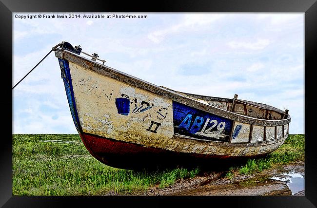  A Colourful boat lies on Heswall Beach Framed Print by Frank Irwin