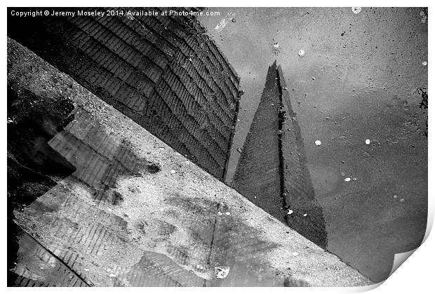  The Shard as seen in a puddle Print by Jeremy Moseley
