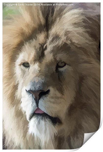 Lion Portrait Watercolour Print by Chris Thaxter