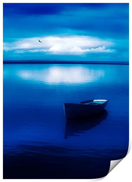 Blue Blue Boat Print by Mal Bray