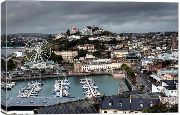 Looking down on Torquay Harbour and the Big Wheel Canvas Print by Rosie Spooner