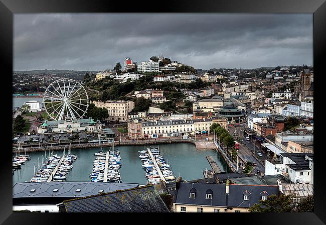  Looking down on Torquay Harbour and the Big Wheel Framed Print by Rosie Spooner