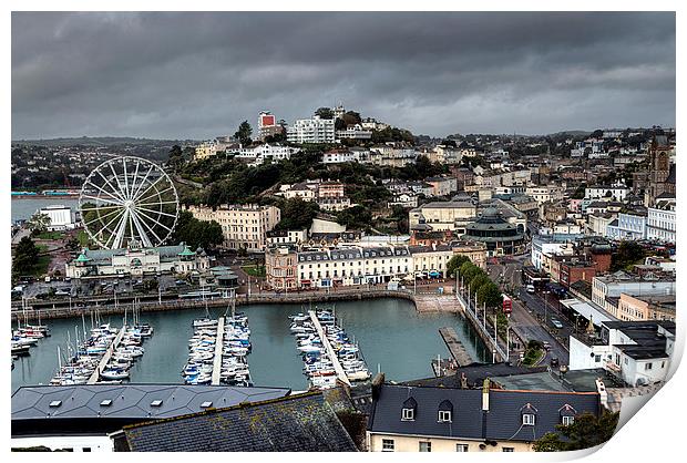  Looking down on Torquay Harbour and the Big Wheel Print by Rosie Spooner
