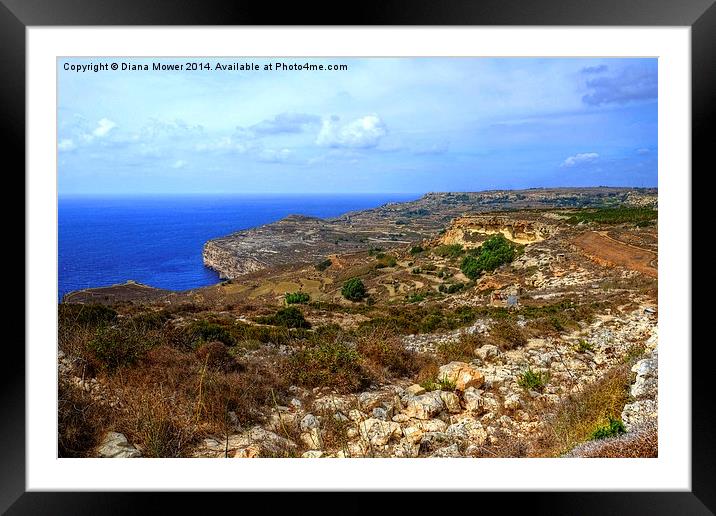  Dingli Cliffs Malta Framed Mounted Print by Diana Mower