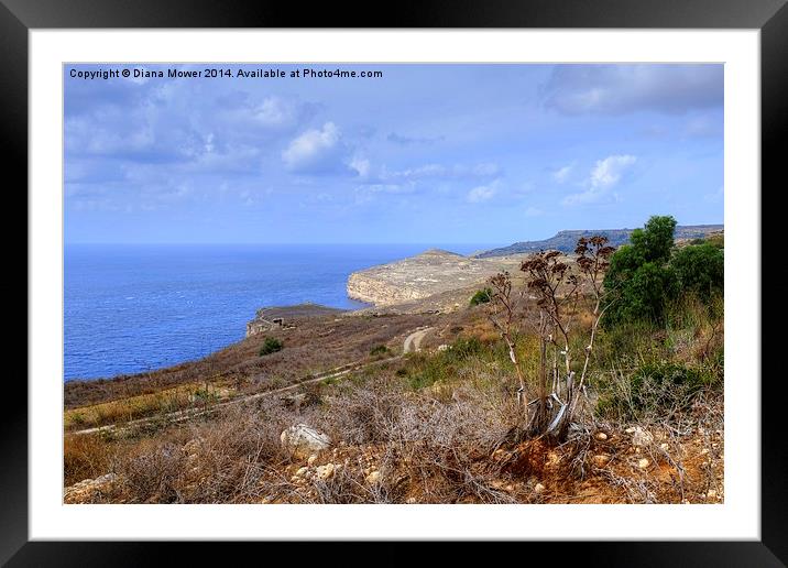  Dingli Cliffs Malta Framed Mounted Print by Diana Mower