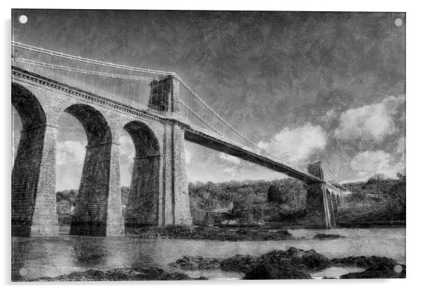 Menai Suspension Bridge  Acrylic by Ian Mitchell