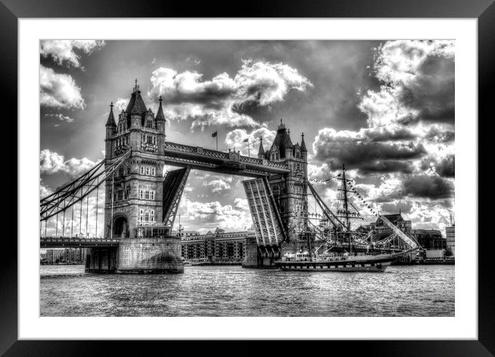 Tower Bridge and passing ship Framed Mounted Print by David Pyatt