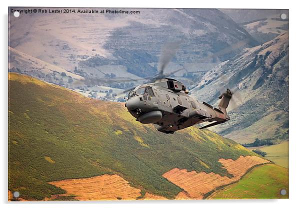  Agusta Merlin flies the Loop  Acrylic by Rob Lester