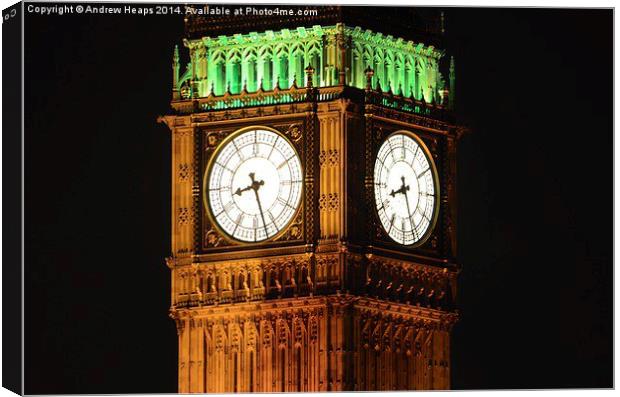 Majestic Big Ben Shimmers at Night Canvas Print by Andrew Heaps