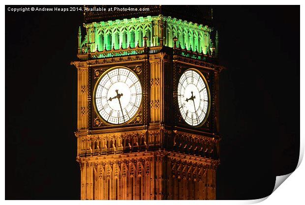 Majestic Big Ben Shimmers at Night Print by Andrew Heaps
