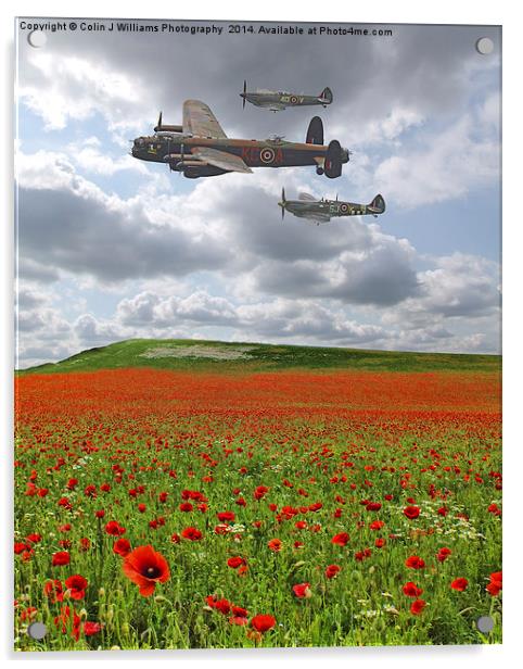  Spitfires And A Lancaster  Acrylic by Colin Williams Photography