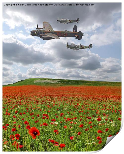  Spitfires And A Lancaster  Print by Colin Williams Photography
