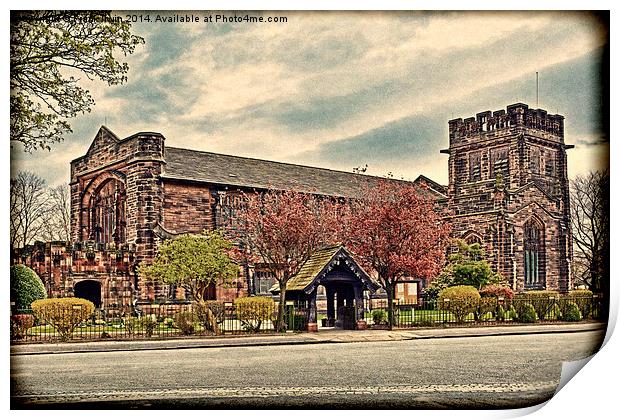  Christ Church, Port Sunlight,(grunged effect) Print by Frank Irwin