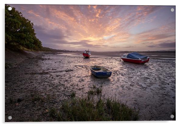  River Taw sunrise. Acrylic by Dave Wilkinson North Devon Ph