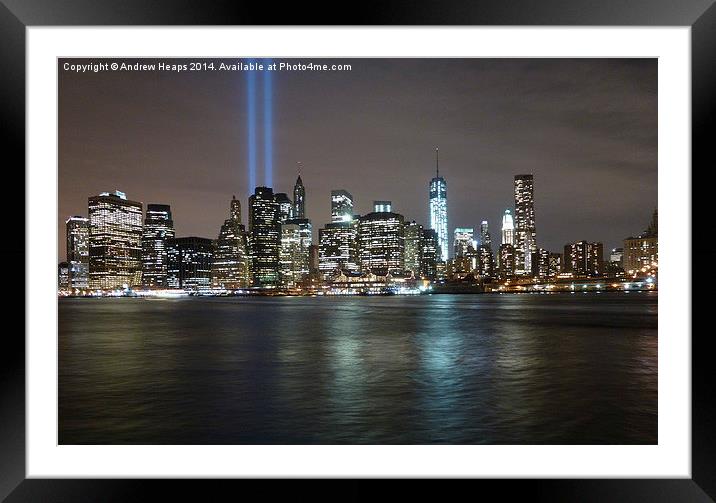  Manhattan Sky line at night time Framed Mounted Print by Andrew Heaps