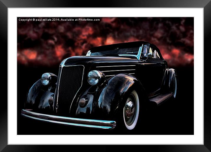 VINTAGE ROADSTER SOFT TOP  Framed Mounted Print by paul willats
