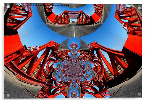 Digital art representation of a dock bridge Acrylic by Frank Irwin