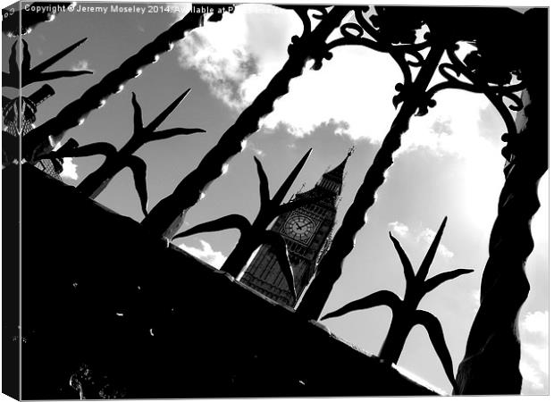 Big Ben behind bars Canvas Print by Jeremy Moseley