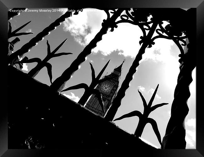 Big Ben behind bars Framed Print by Jeremy Moseley