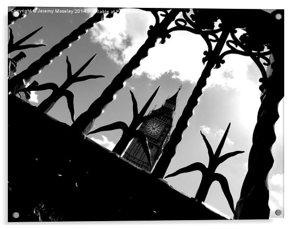 Big Ben behind bars Acrylic by Jeremy Moseley