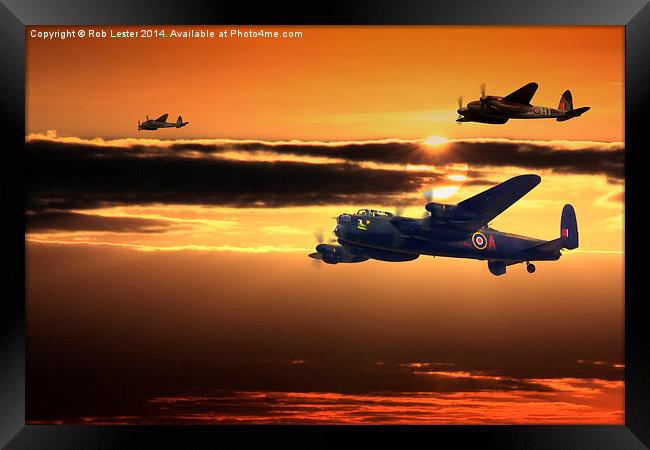  Lancaster PA474  and Mosquito RR299.  Framed Print by Rob Lester