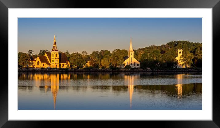 Three Churches, Mahone Bay, Nova Scotia, Canada Framed Mounted Print by Mark Llewellyn