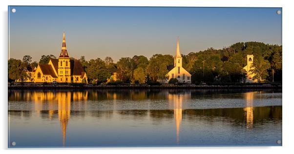 Three Churches, Mahone Bay, Nova Scotia, Canada Acrylic by Mark Llewellyn