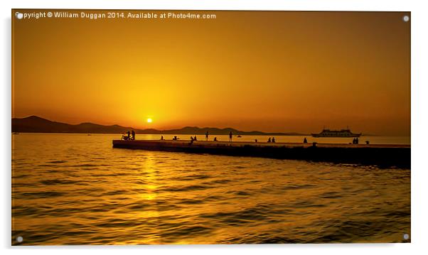  Croatian Pier Sunset . Acrylic by William Duggan