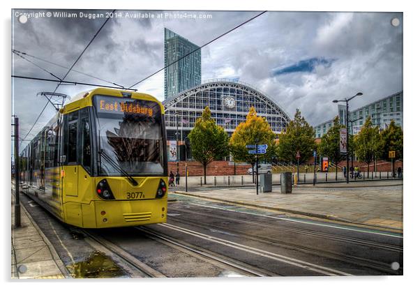 The tram from  Didsbury  to Manchester. Acrylic by William Duggan