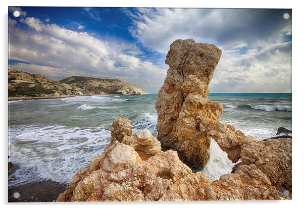 Petra tou Romiou Beach  Acrylic by Mark Godden