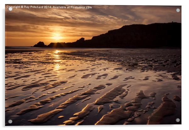  Sunrise on South Shields Beach Acrylic by Ray Pritchard
