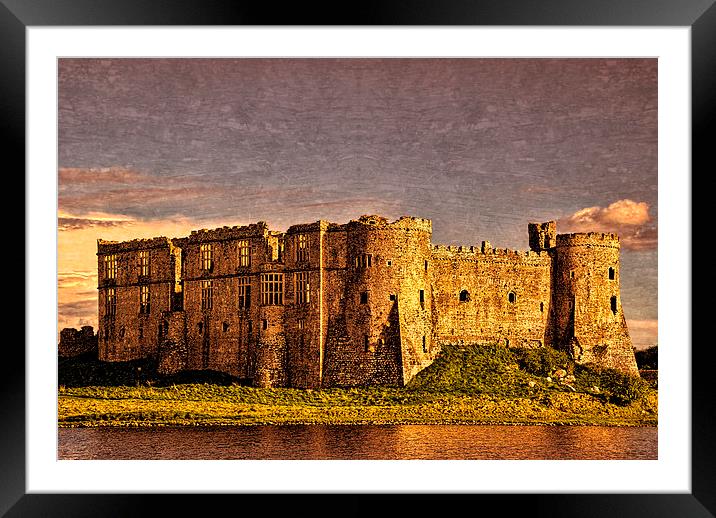 Carew Castle Sunset Framed Mounted Print by Steve Purnell