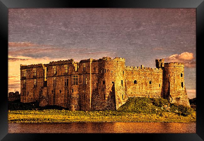Carew Castle Sunset Framed Print by Steve Purnell