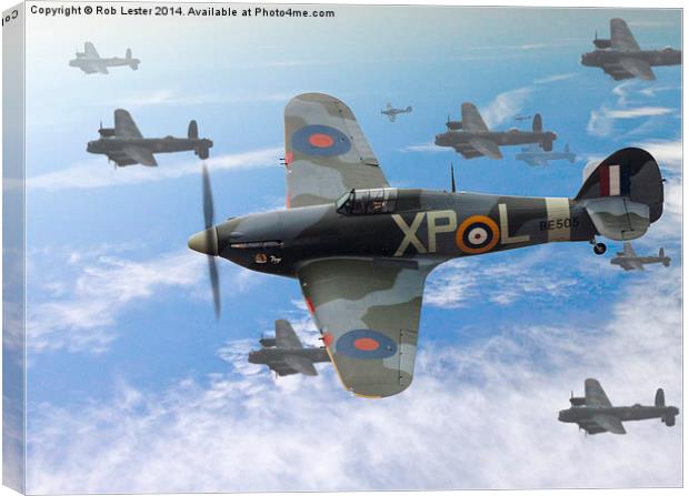  Thousand Bomber raid Hurricane Canvas Print by Rob Lester