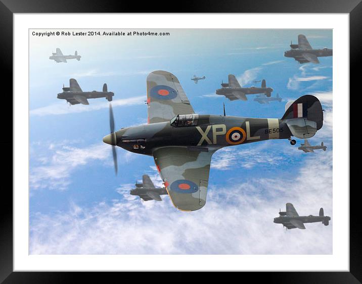  Thousand Bomber raid Hurricane Framed Mounted Print by Rob Lester