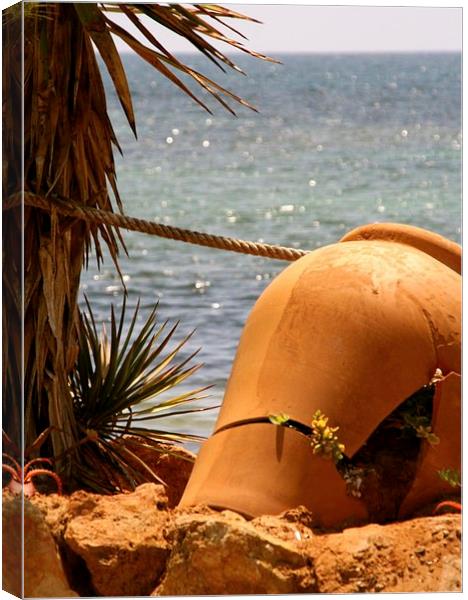 Broken pot, Ibiza.  Canvas Print by Jeremy Moseley