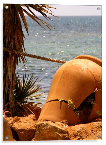 Broken pot, Ibiza.  Acrylic by Jeremy Moseley