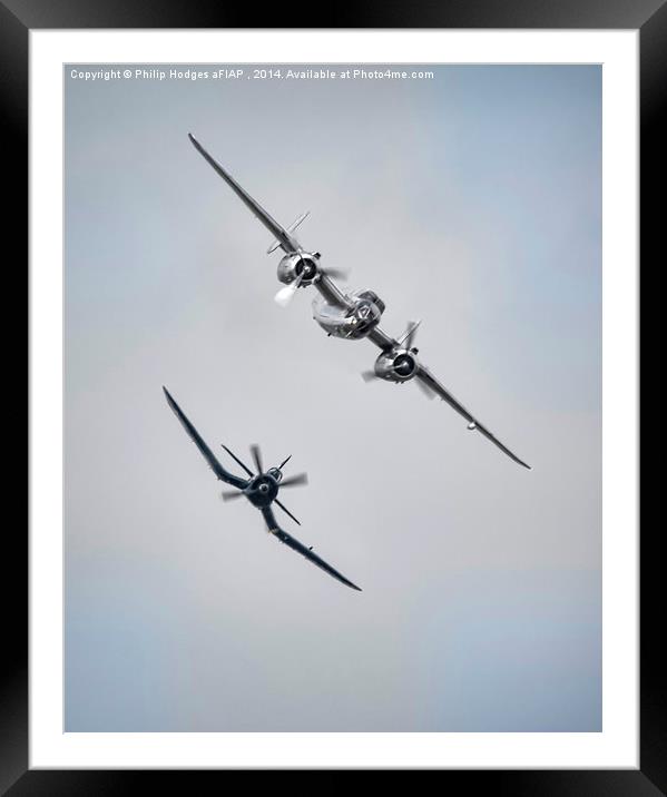  Mitchell B25 and Chance Vought Corsair F4U-4 Framed Mounted Print by Philip Hodges aFIAP ,