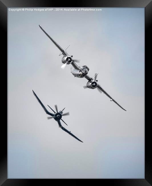  Mitchell B25 and Chance Vought Corsair F4U-4 Framed Print by Philip Hodges aFIAP ,