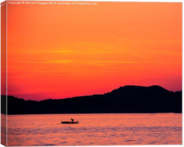  Croatian fishing Boat Sunset Canvas Print by William Duggan
