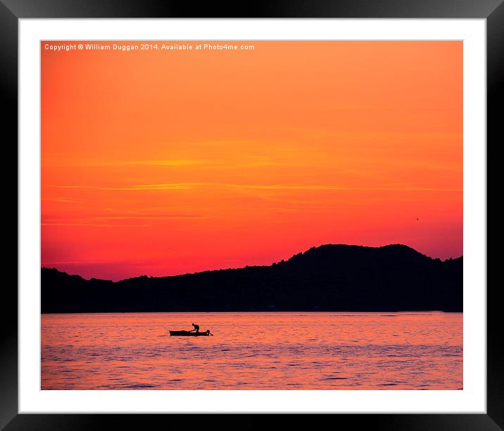  Croatian fishing Boat Sunset Framed Mounted Print by William Duggan