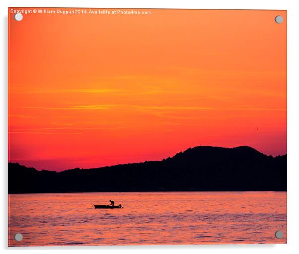  Croatian fishing Boat Sunset Acrylic by William Duggan