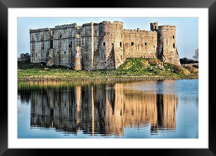 Carew Castle Reflections Framed Mounted Print by Steve Purnell