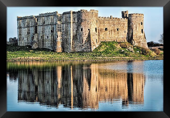 Carew Castle Reflections Framed Print by Steve Purnell