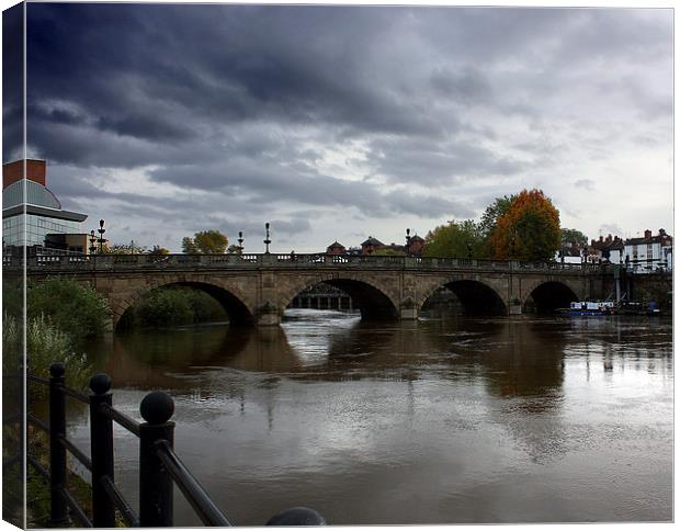 Dramatic Autumnal Skies over Shrewsbury's Welsh Br Canvas Print by Graham Parry