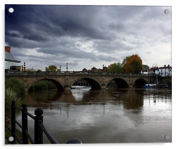 Dramatic Autumnal Skies over Shrewsbury's Welsh Br Acrylic by Graham Parry