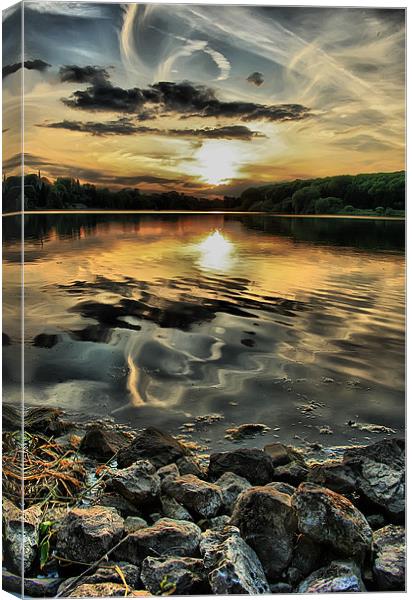 Thornton Reservoir,Whispers and Moans Canvas Print by Simon Gladwin