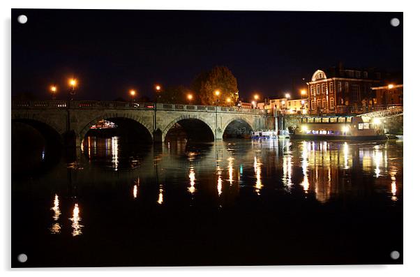 Enchanting Nightfall at Shrewsbury's Welsh Bridge Acrylic by Graham Parry