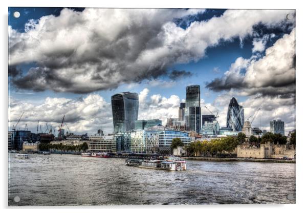 The Thames and City of London Acrylic by David Pyatt